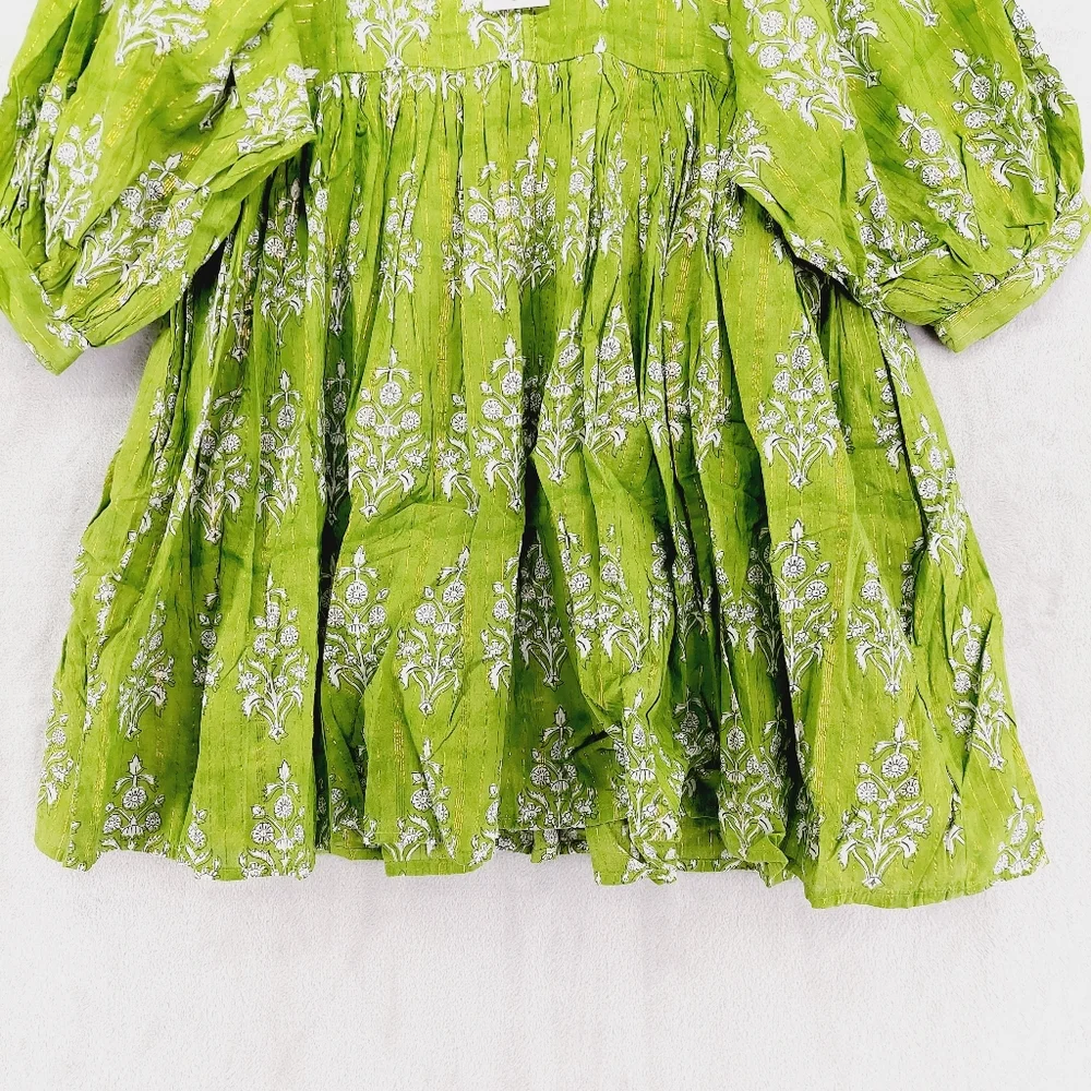 New Clara The Label Clover Mini (Renwick Olive) Ballon Sleeves Mini Dress P2384 - Picture 3 of 11